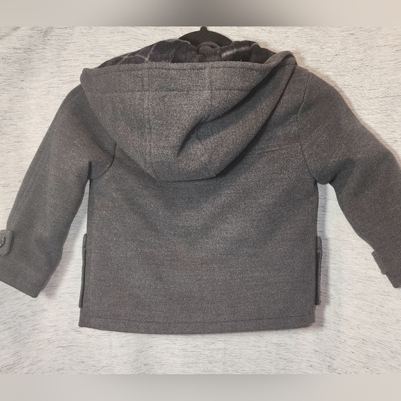 Rothschild 2t Jacket Wool Blend Pea Coat Dark Gray Zipper and Buttons Pockets - Picture 2 of 8